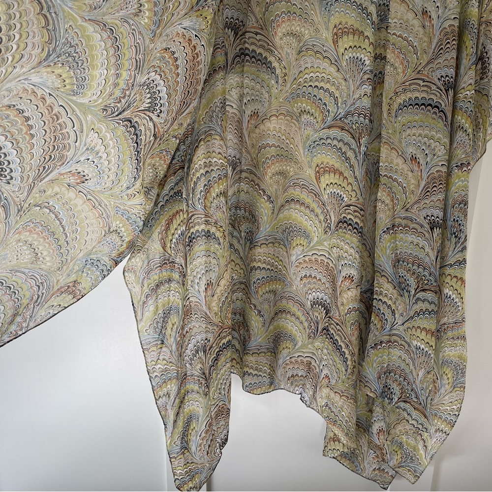 One Hundred Stars Long Kimono Marbled Green - Picture 5 of 8